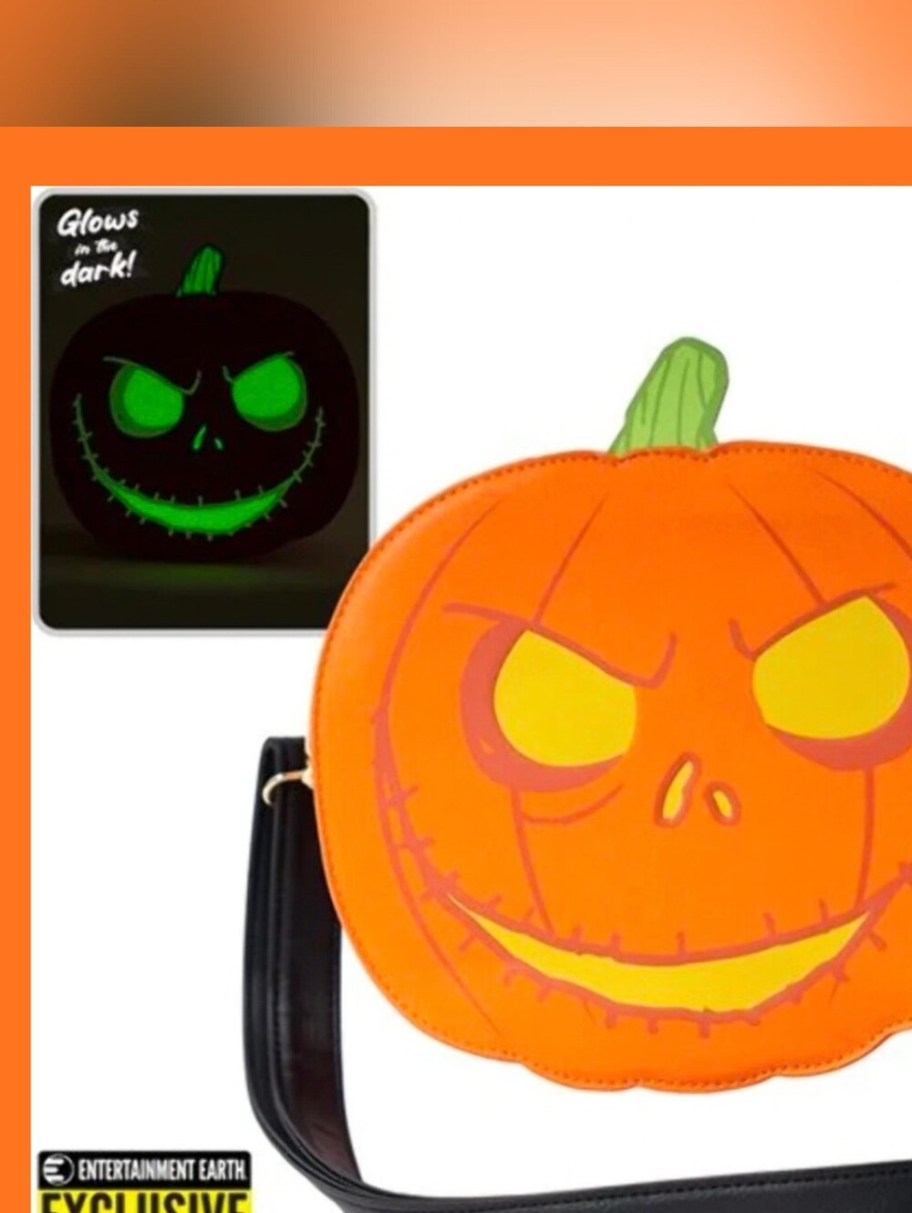 Loungefly Disney Nightmare Before Christmas Jack O' Lantern Glow Crossbody Purse